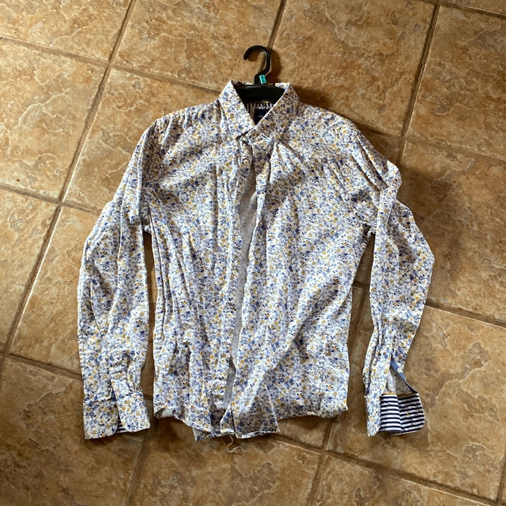 Denim and flower long sleeve button down